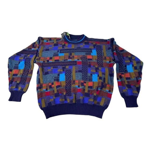 VTG McGregor Sweater Men's L Geometric Abstract Crewneck Pullover Cosby Grandpa - Picture 1 of 4